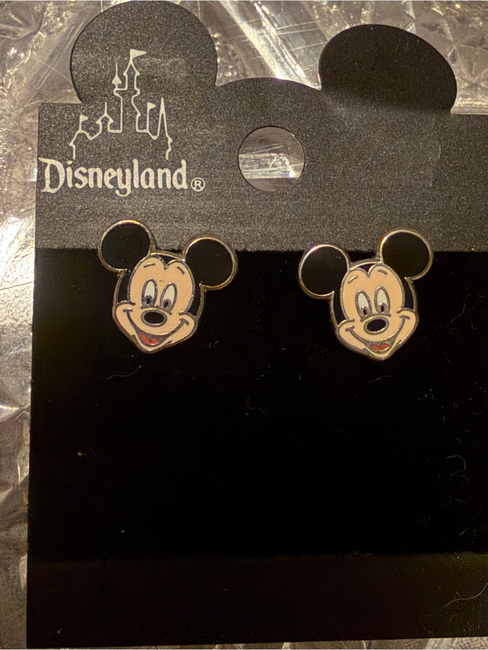 Disney Mickey Mouse Earrings Stud Set on Disneyland card NWT Vintage
